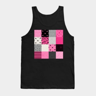 Skulls n Webs Patchwork in Hot Pink Tank Top